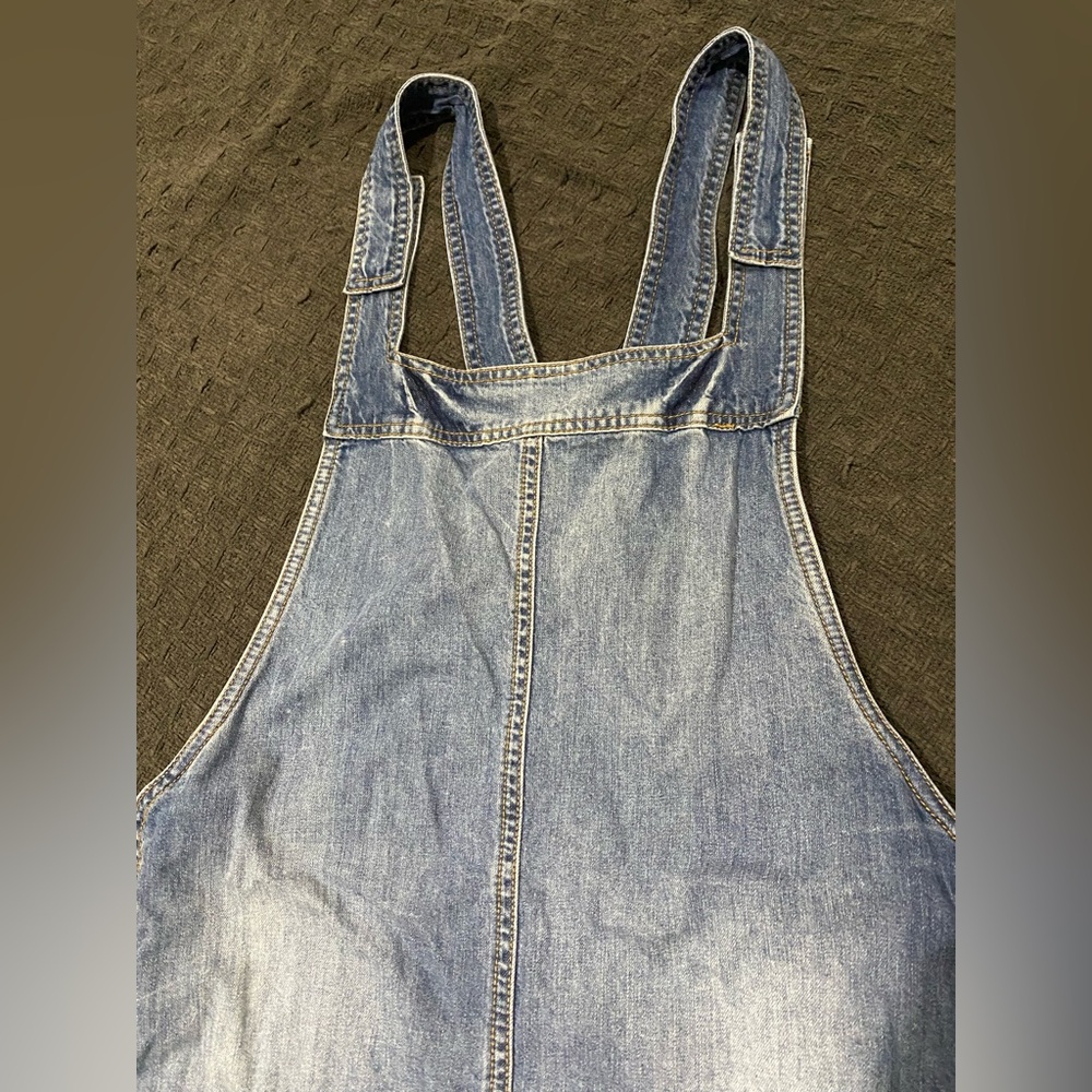 Denim Overall Dress with Pockets - Picture 3 of 6